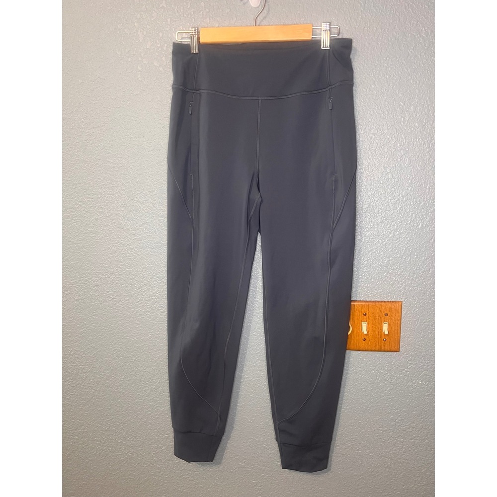 Athleta Rainier Jogger Pants Black Gray High Rise Fleece Lined S 488459-10